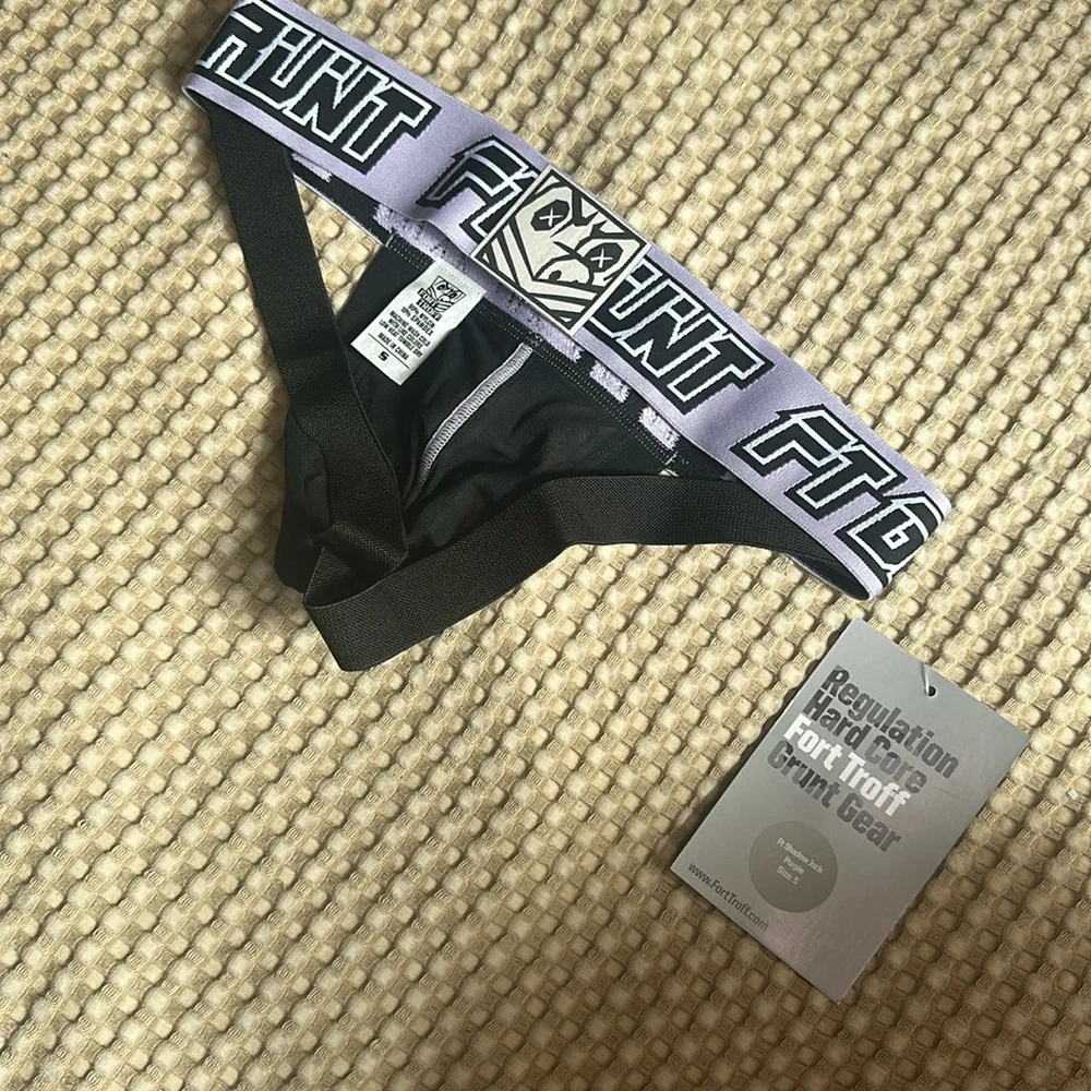 Fort Troff Men's Black and Lavender Sheer Mesh Shadow Jockstrap